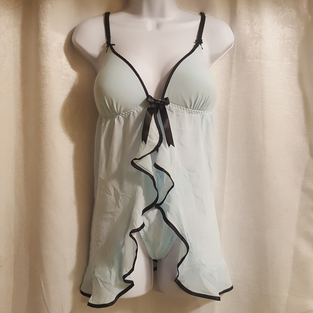 Cosmopolitan Sheer Baby Blue Nighty & G String Set